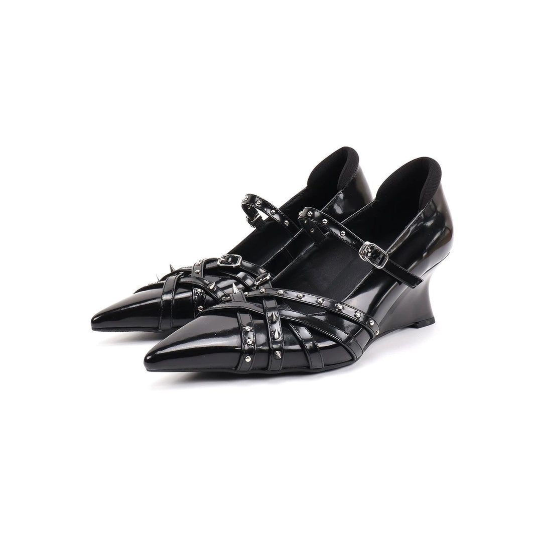 Studded Strappy Wedge Heels - Modern