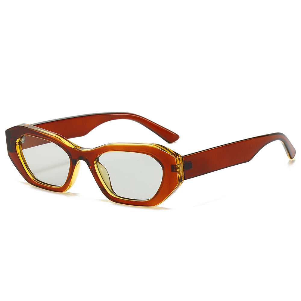 oval frame acetate sunglasses with thick temples - NOZDA
