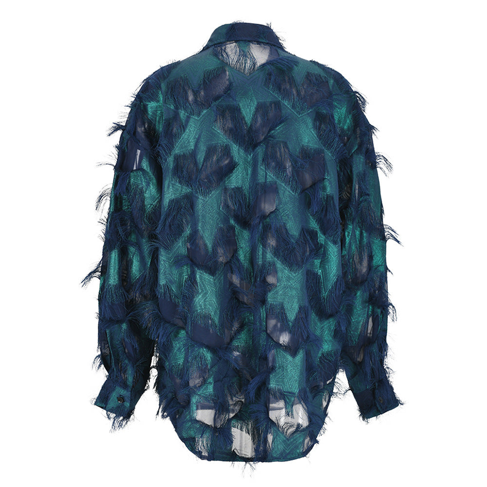 Black & Red Textured Sheer Patchwork Button-Up Shirt – VANTÉRO