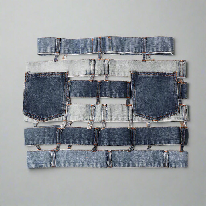 patchwork denim waist belt skirt - Talikha