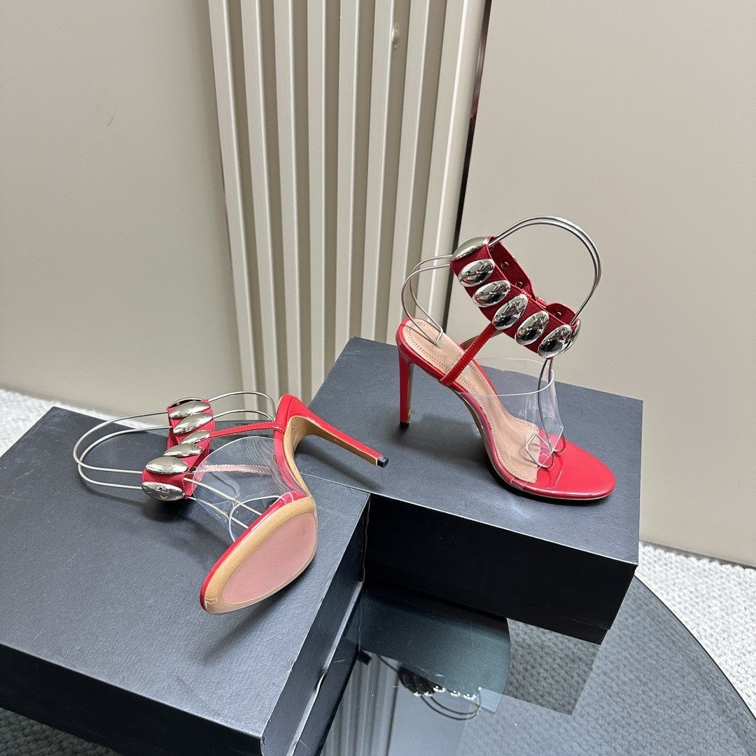 plexi-strap heels with metallic cuff – NOIR