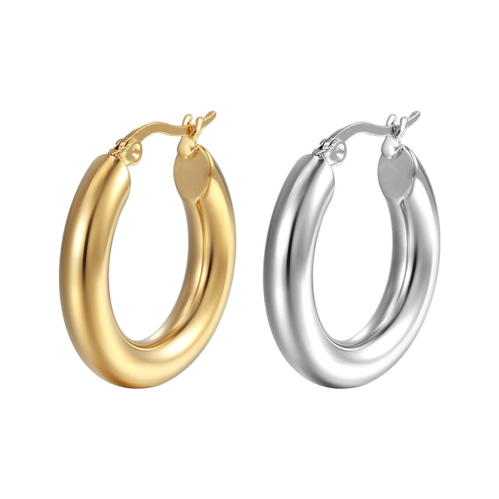 Chunky hoop earrings with high-shine finish – Nolma