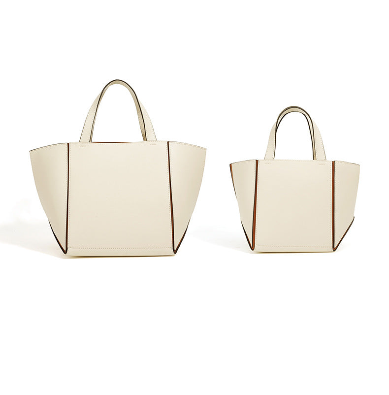 structured leather tote bag with wide side panels - ZARAZKI