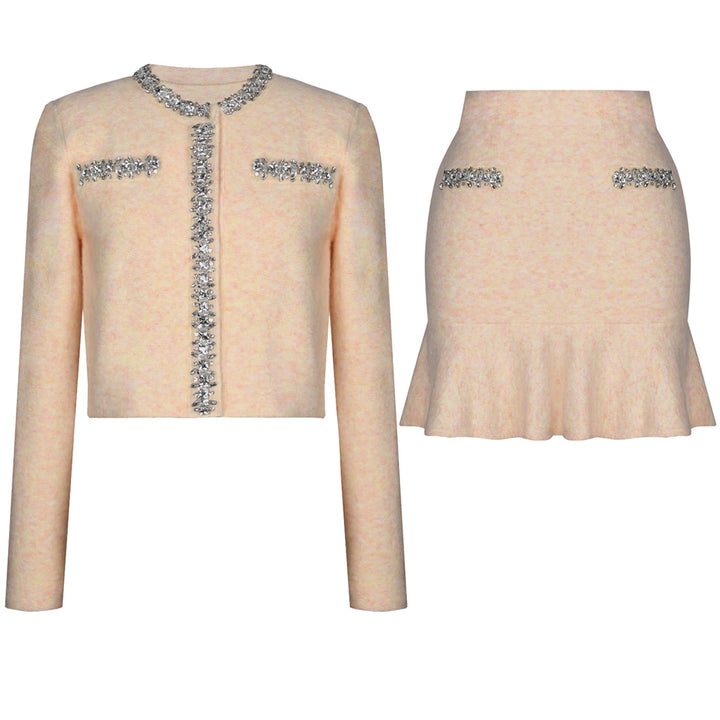 Geplooide top met uitlopende mouwen en maxi-rok set met tailleband – Rosiny 