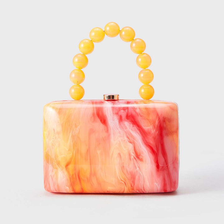 marbled box clutch with beaded handle – NOCTURNE