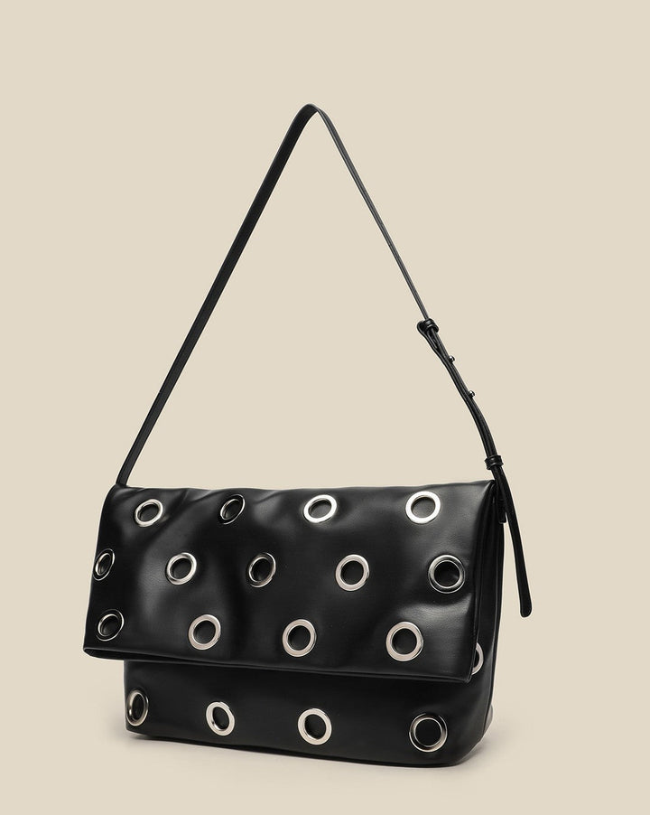 Studded Foldover Shoulder Bag - NOXARA