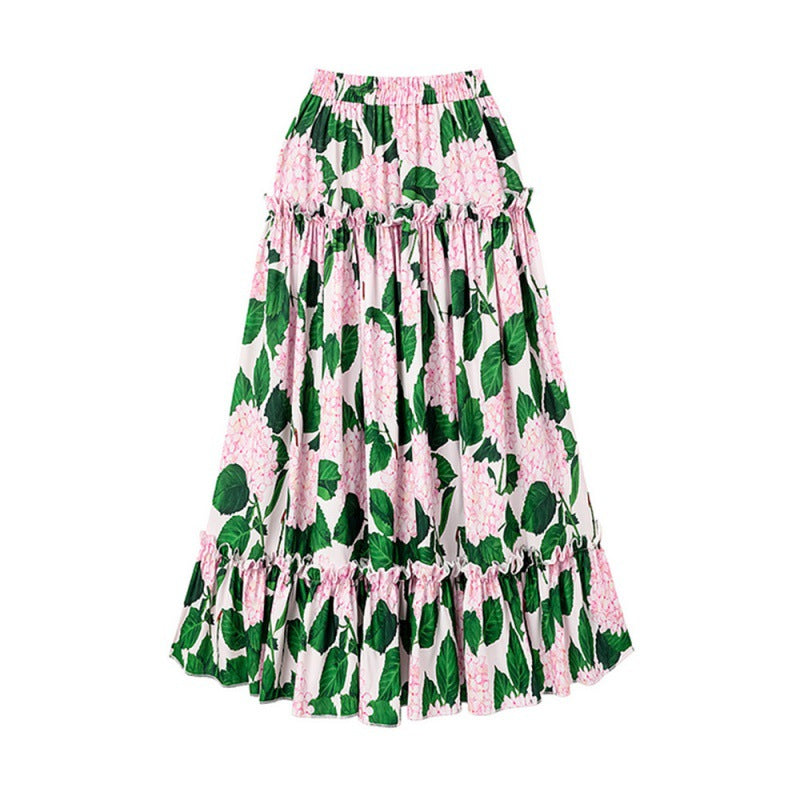 off-shoulder floral ruffle bikini set with maxi skirt – GARDEN