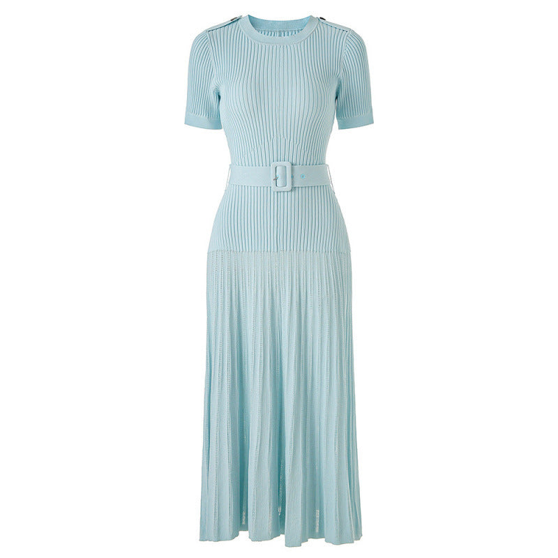 Champagne Ribbed Knit Maxi Dress - Grace