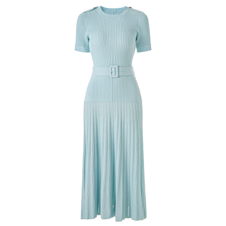 Champagne Ribbed Knit Maxi Dress - Grace