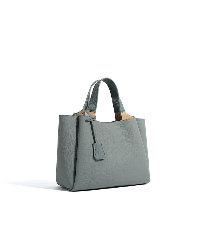 structured pebble leather tote with top handles - TERRAX