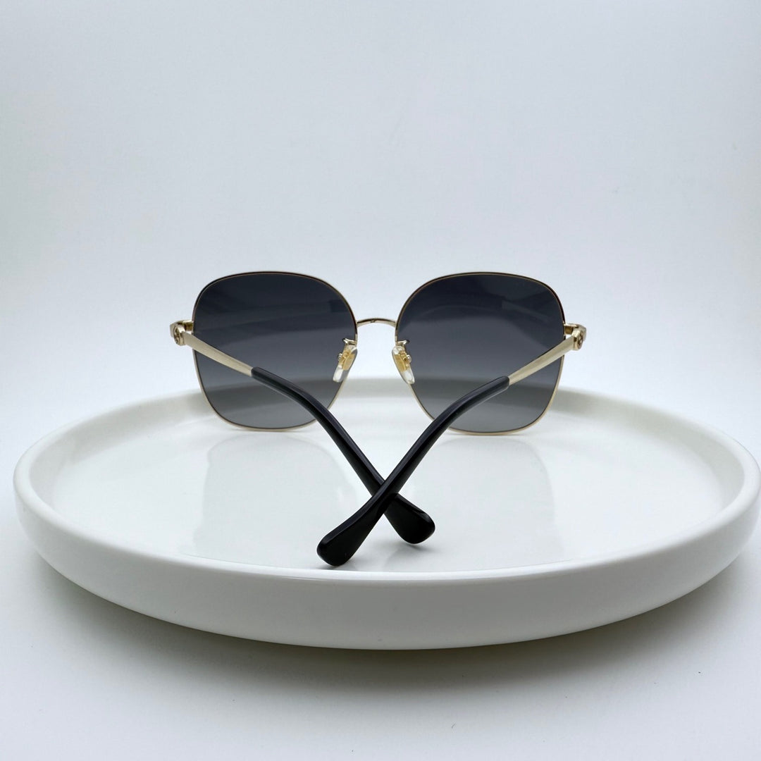 square metal sunglasses with gradient lenses and side chain – NOIKIR