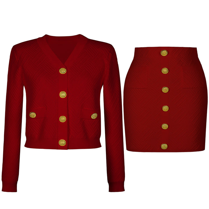 Geplooide top met uitlopende mouwen en maxi-rok set met tailleband – Rosiny 