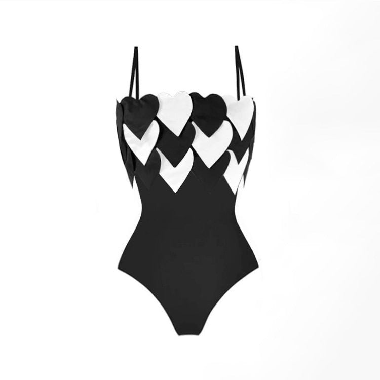heart appliqué crop bikini with midi slit skirt set – LOVE