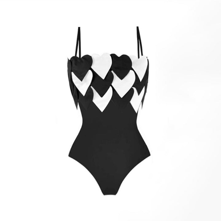 heart appliqué crop bikini with midi slit skirt set – LOVE