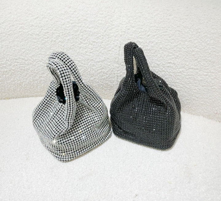 crystal-embellished knotted-handle evening bag - Eromidc