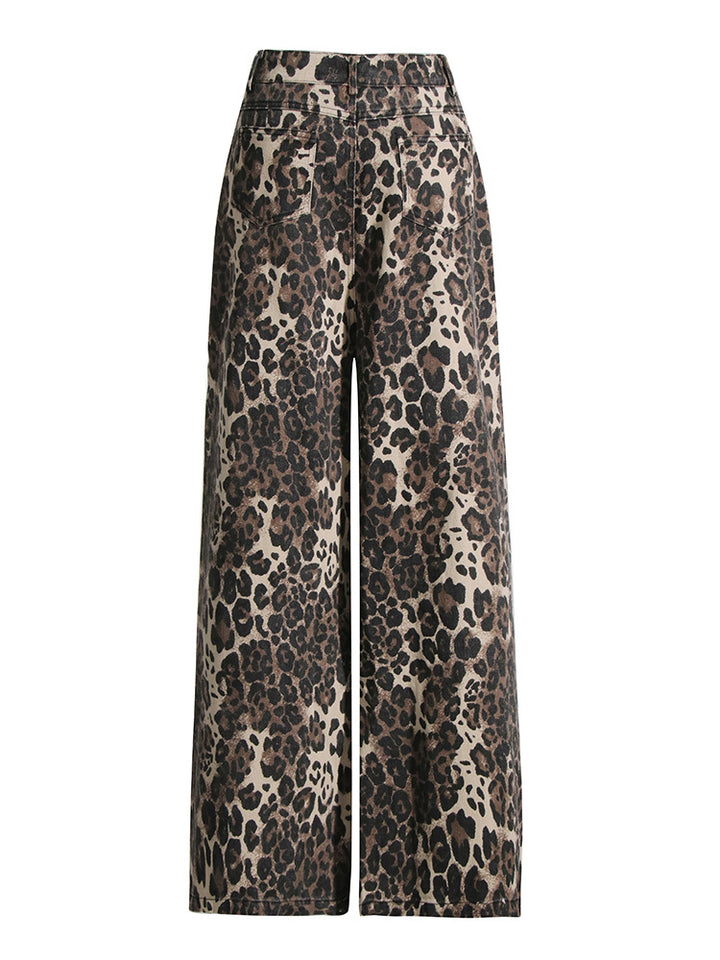 Distressed Leopard Wide-Leg Jeans – STREET