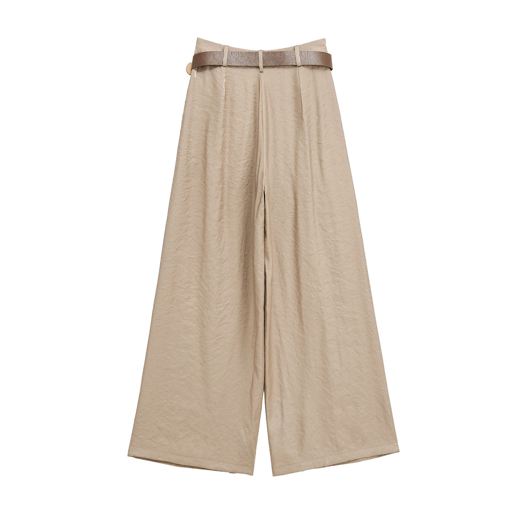 high-waist wide-leg trousers with statement belt – CALISTA
