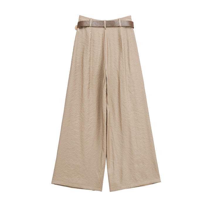 high-waist wide-leg trousers with statement belt – CALISTA