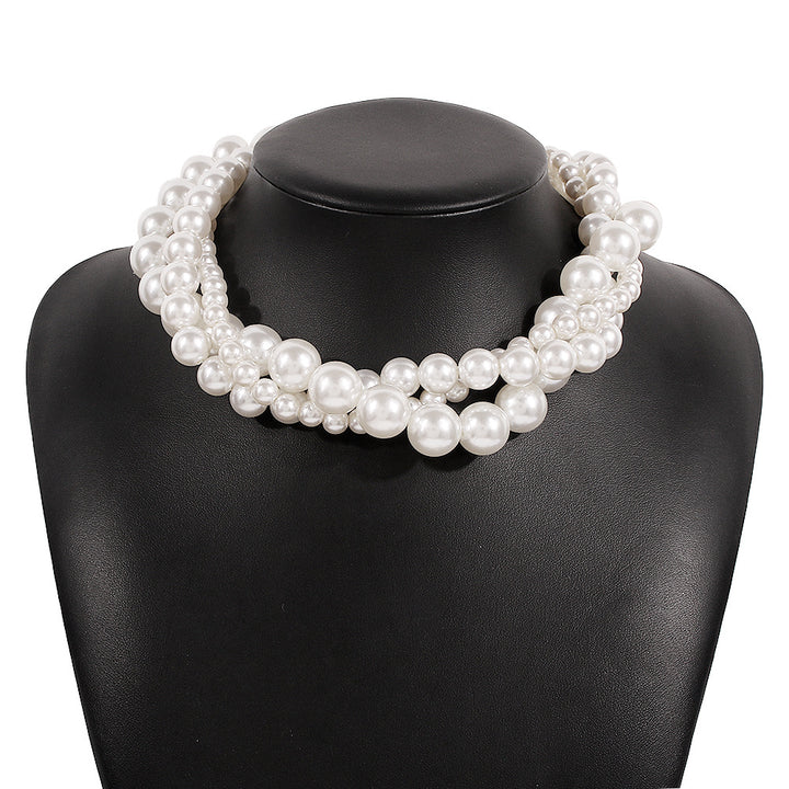 multi-strand faux pearl choker necklace - AURELIABA