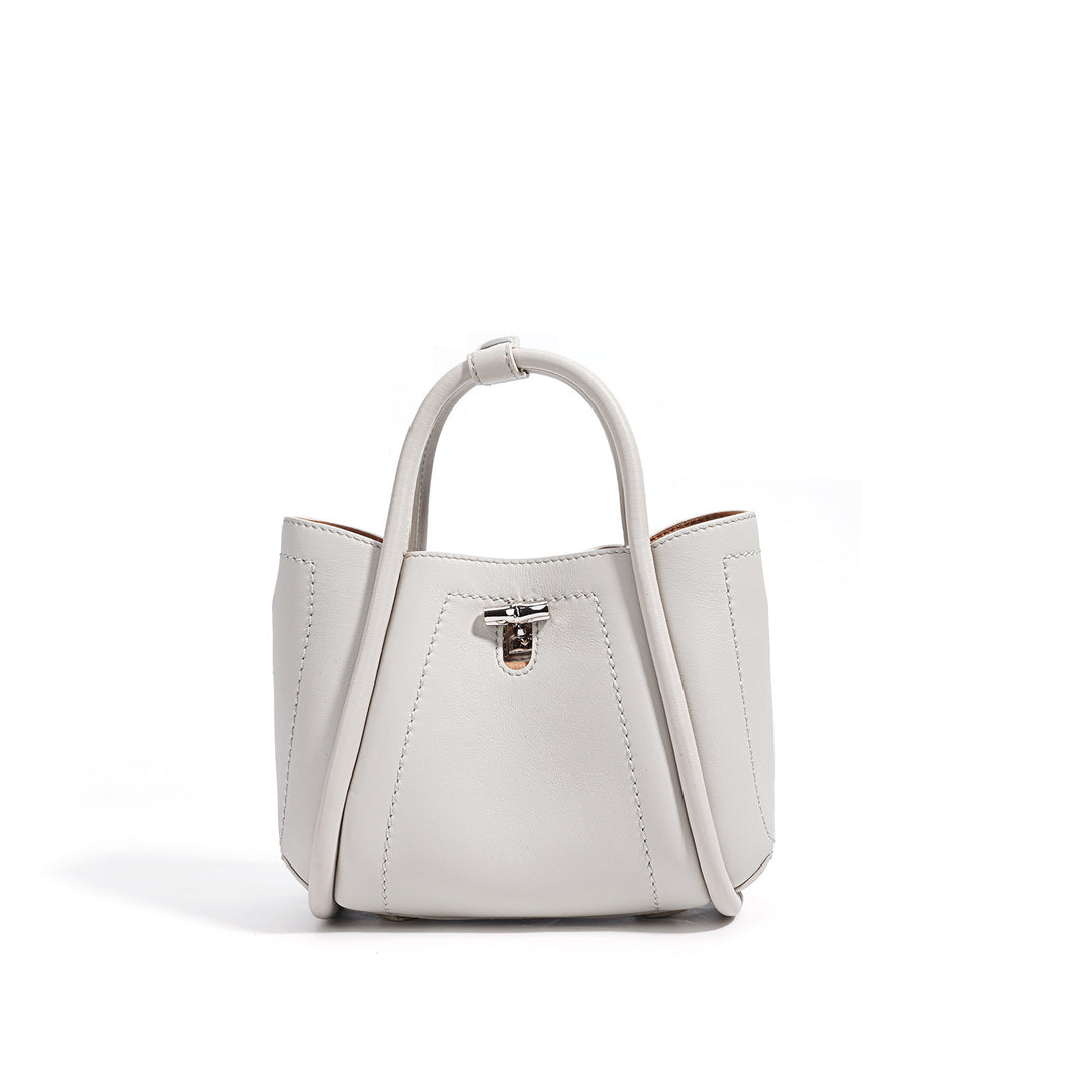 mini trapeze top-handle bag with lock detail - LARA