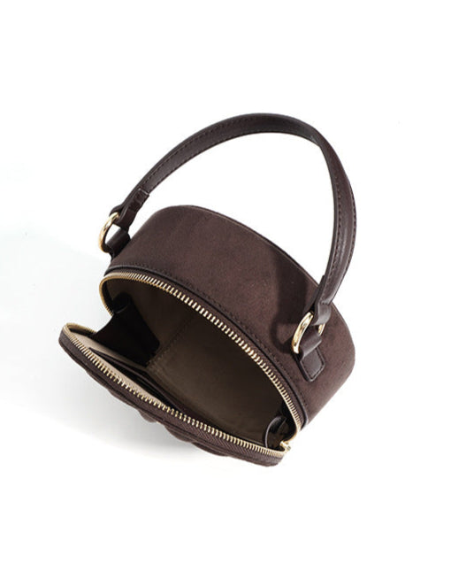 round ruched suede bag with top handle - MAVIA
