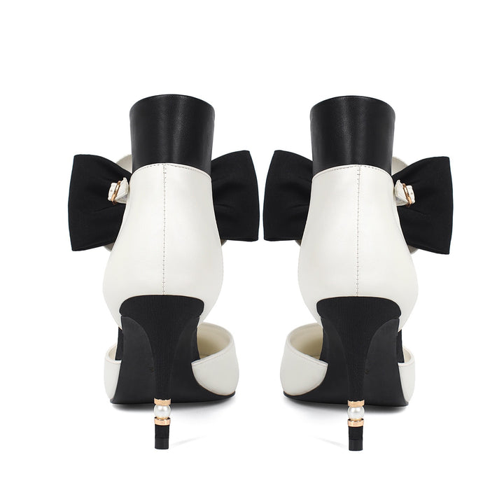 two-tone ankle heels with floral accent – CAMELLIA