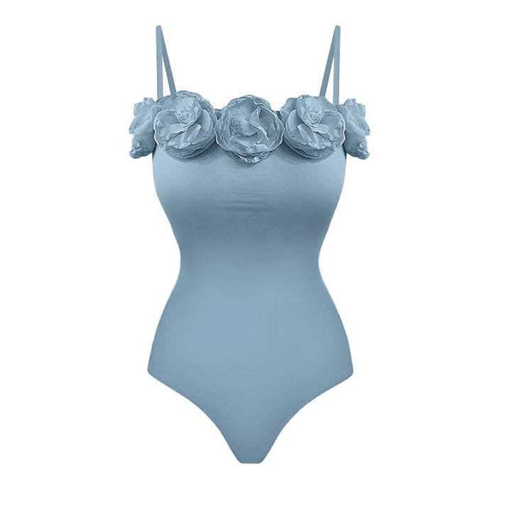 floral appliqué sweetheart one-piece – BLOSSOM