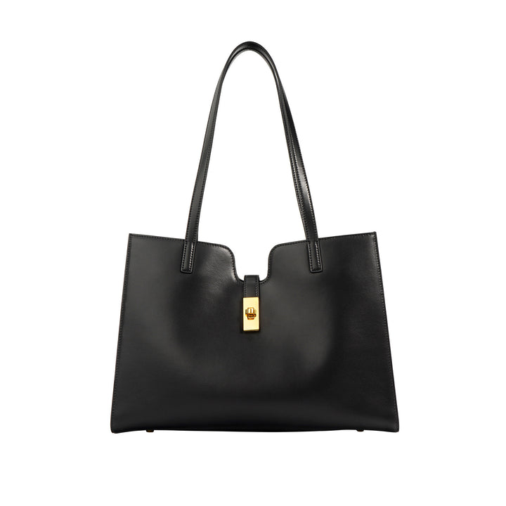 structured shoulder tote with gold-tone twist lock - AURA
