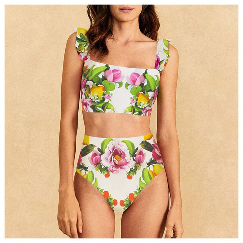 floral citrus bikini set with flowy maxi skirt – LEMON