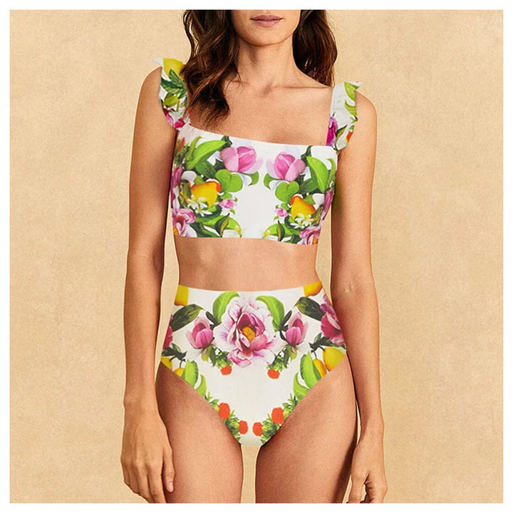 floral citrus bikini set with flowy maxi skirt – LEMON