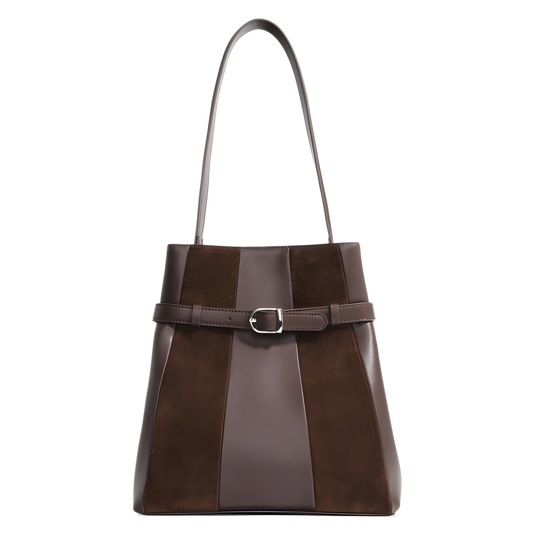 striped leather shoulder bag with belt detail - AVLAT