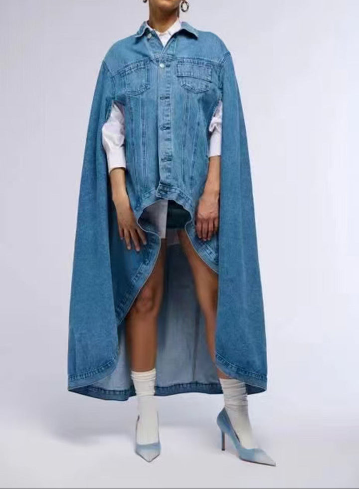 Suède cropped trenchcoat met riem en gelaagde mouwen - Linra 