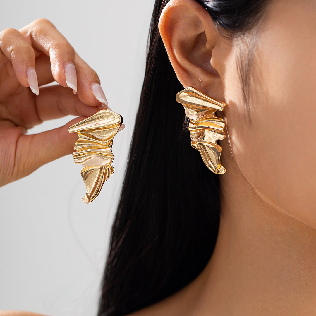 Sculptural ripple earrings with fluid silhouette - Lonwa