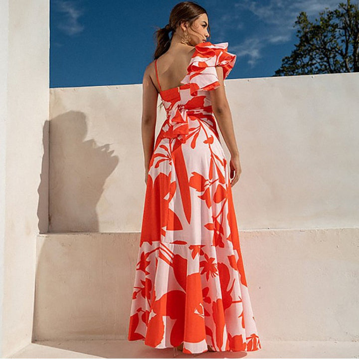 floral cut-out one-piece with maxi skirt – CORAL