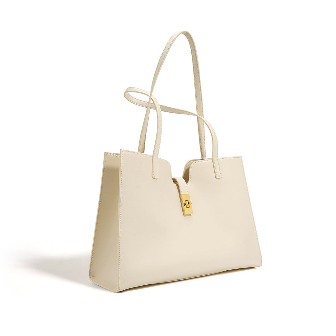 structured shoulder tote with gold-tone twist lock - AURA