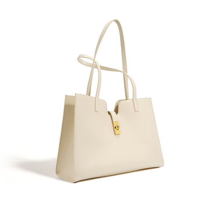 structured shoulder tote with gold-tone twist lock - AURA