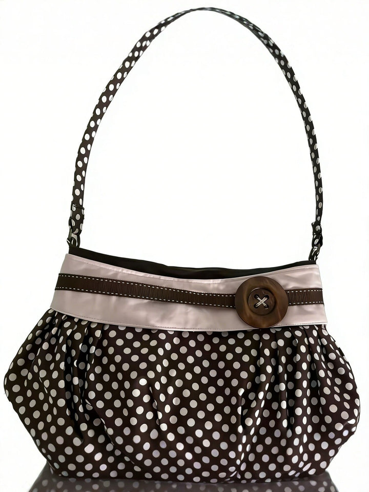 Polka Dot Slouch Shoulder Bag - Mocha