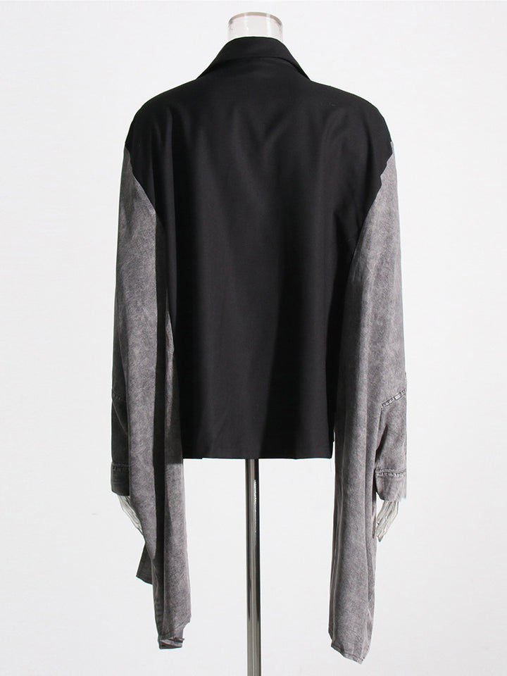 asymmetrical layered blazer with contrast sleeves – NOX