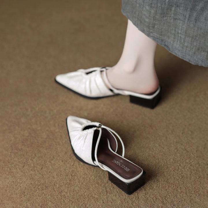 pointed-toe mules with ruched detail and double straps – AURORANDA