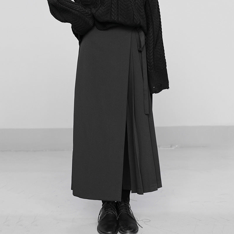 pleated wrap wide-leg pants with tie waist – NOIRIS