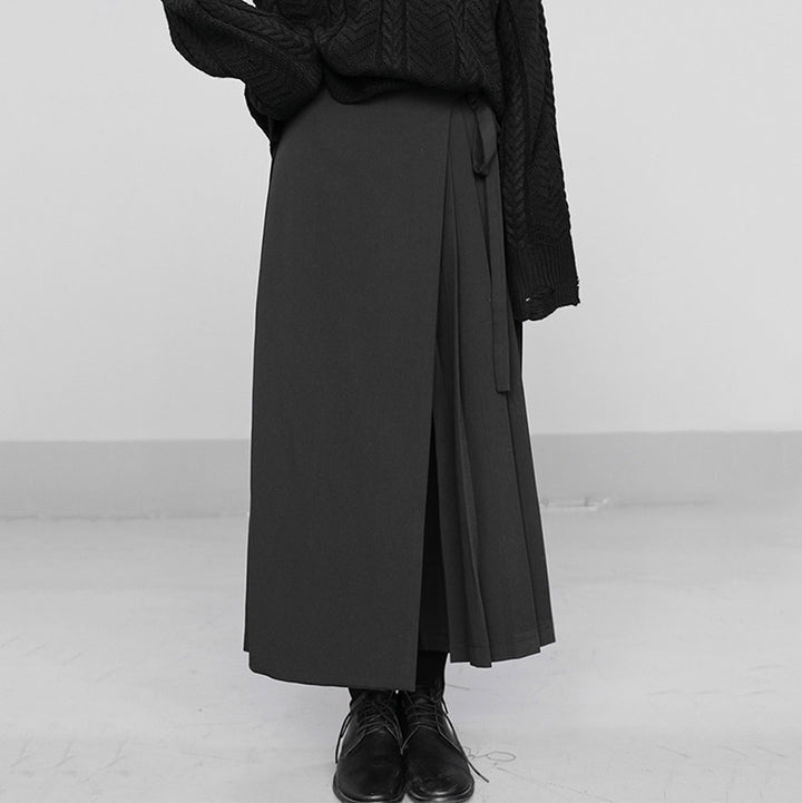 pleated wrap wide-leg pants with tie waist – NOIRIS