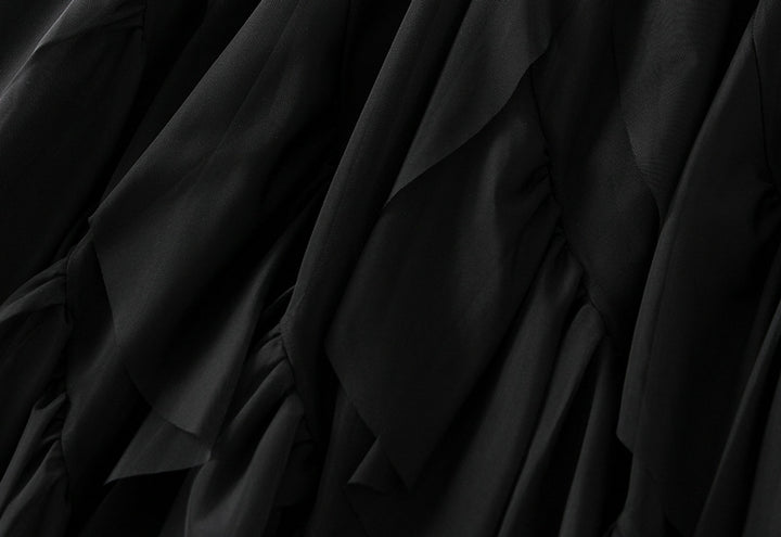 Asymmetrical ruffled mesh skirt with waterfall layers – Apilu