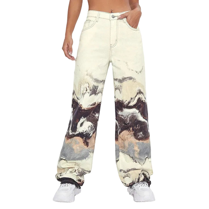 high-waisted wide-leg printed pants – MARBLE