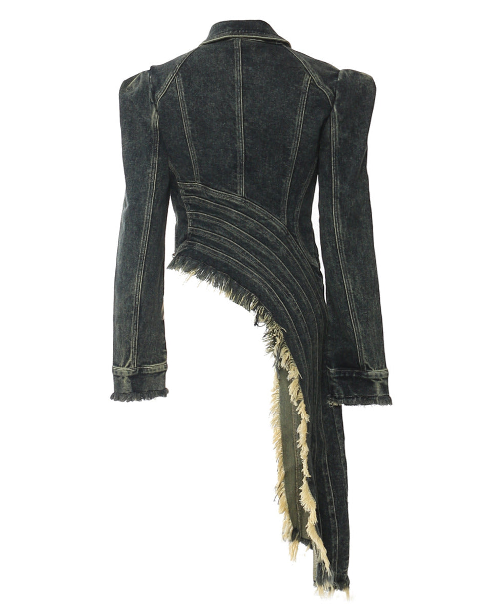 Suède cropped trenchcoat met riem en gelaagde mouwen - Linra 