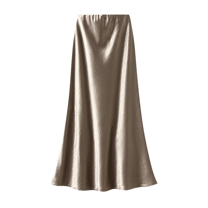 satin A-line midi skirt in icy blue – FROST