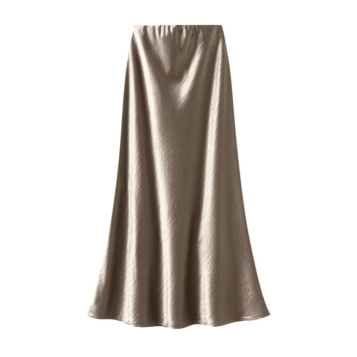 satin A-line midi skirt in icy blue – FROST