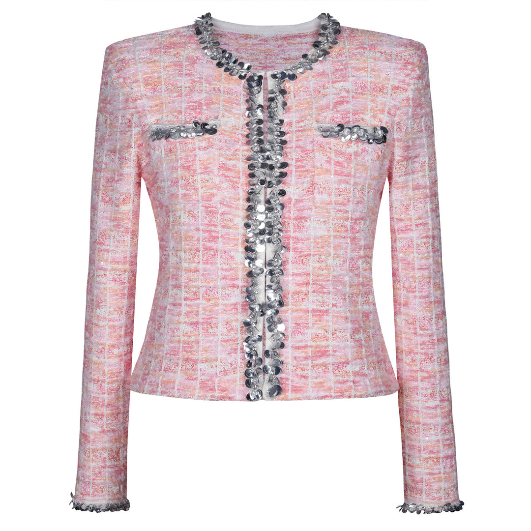 طقم تويد من قطعتين مع حواف من الترتر – سيلينيدي