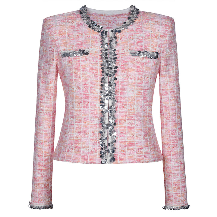 طقم تويد من قطعتين مع حواف من الترتر – سيلينيدي