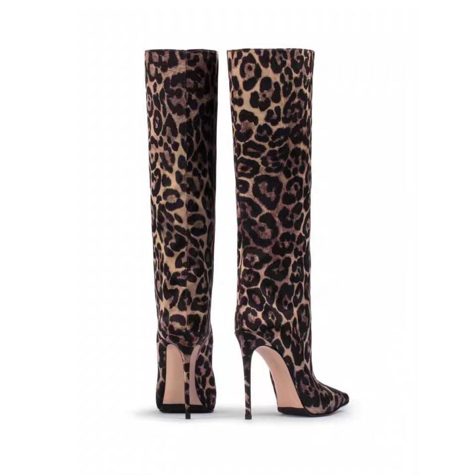 leopard print stiletto knee-high boots – VIVIEN