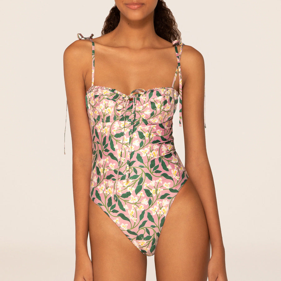 floral printed one-piece swimsuit with matching sarong – LORENA